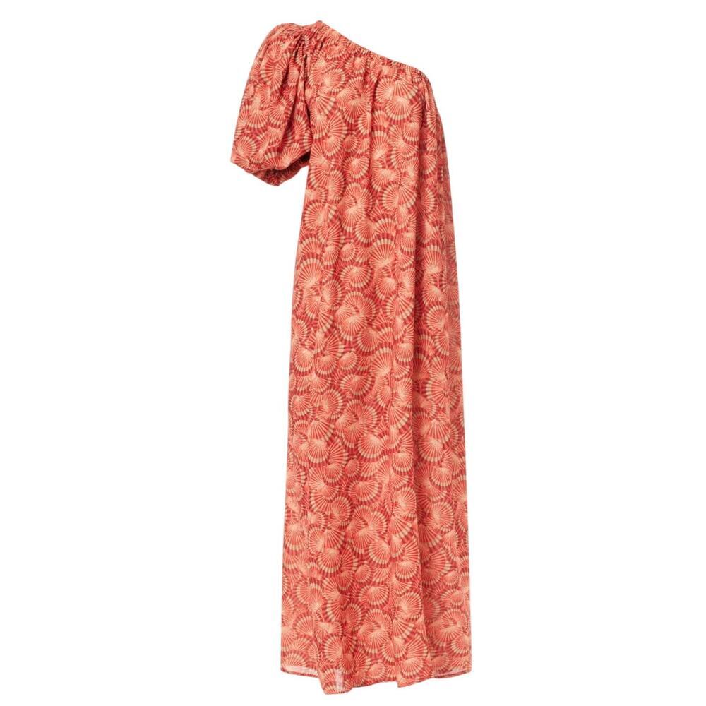 LoboRosa One Shoulder Puff Valeria Dress in Orange, Size M​